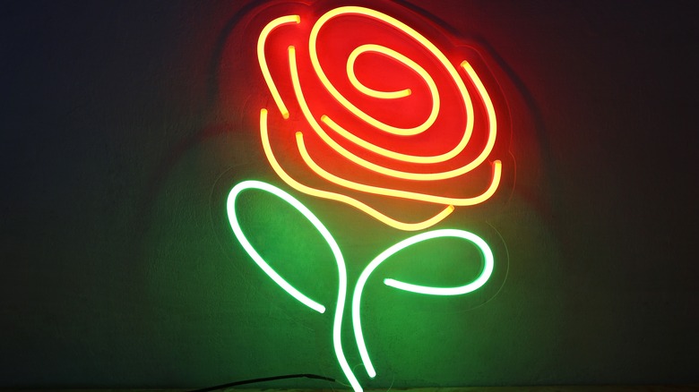 wall-mounted neon rose 