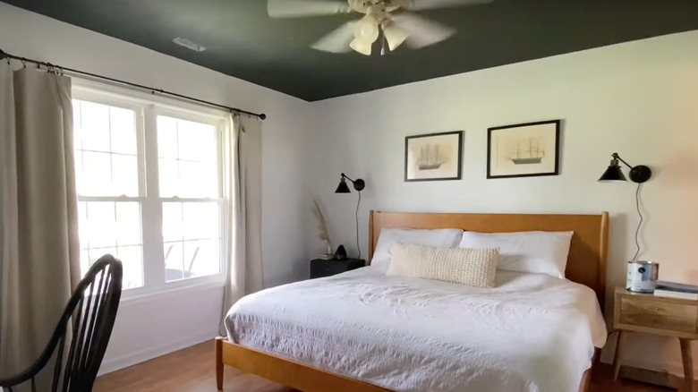 black paint on bedroom ceiling