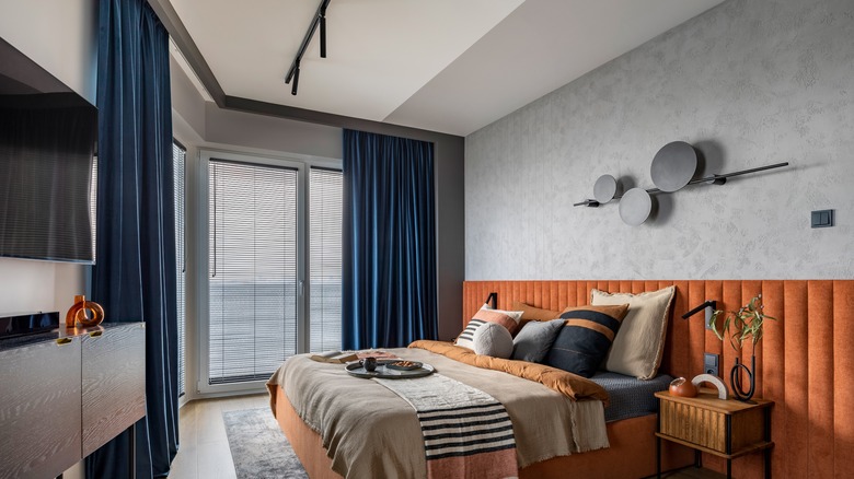 gray and white bedroom ceiling