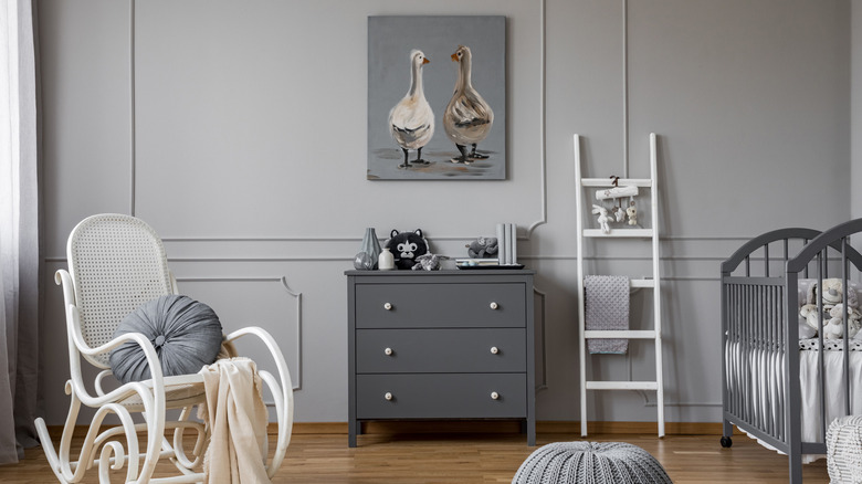 Nursery with a duck painting