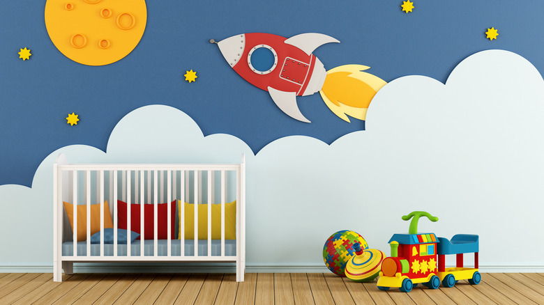 Nursery with space art