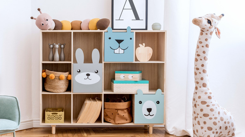 Nursery with painted bins