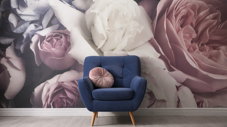 Large floral mural with furniture