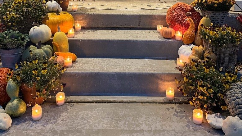 Candle lined steps