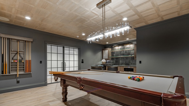 basement with pool table