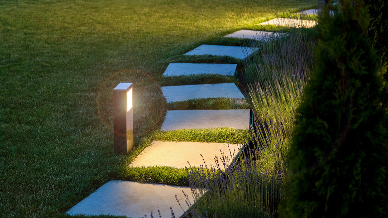 marble path illuminated by light