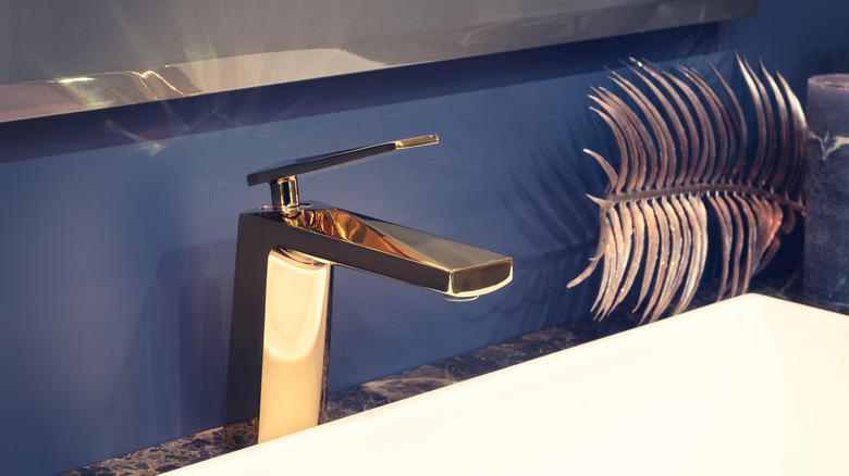 Dark blue bathroom