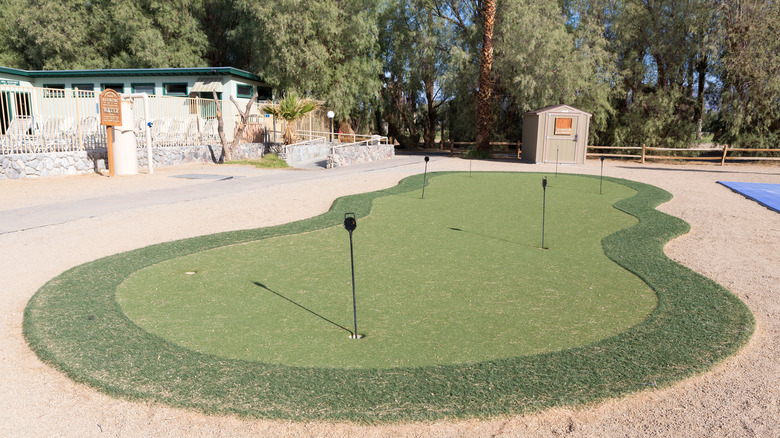 putting green in backyard
