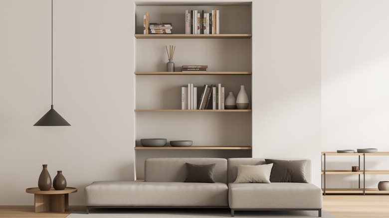 shelves in alcove