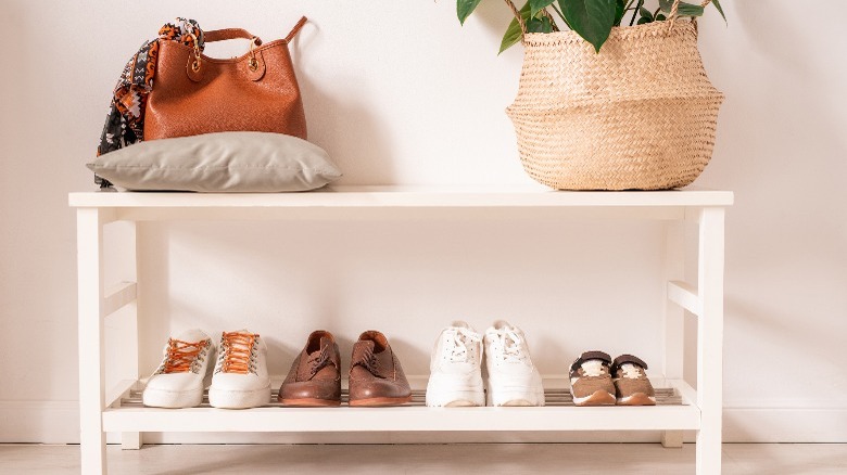 Shoe rack entry mudroom