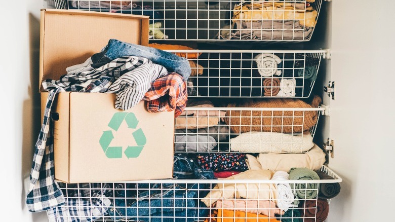 Closet with recycle donate box