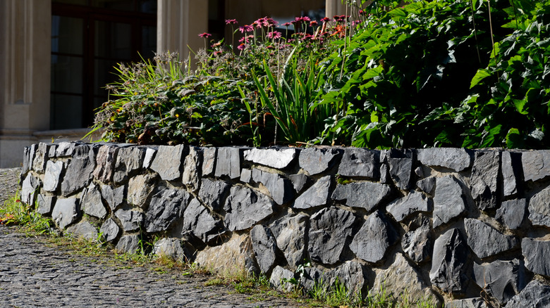 basalt stone retaining wall