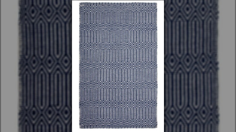 Blue and white rug