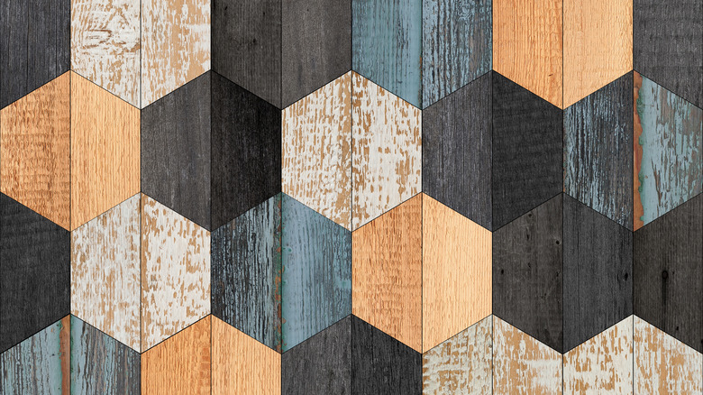 wooden hexagon wall art