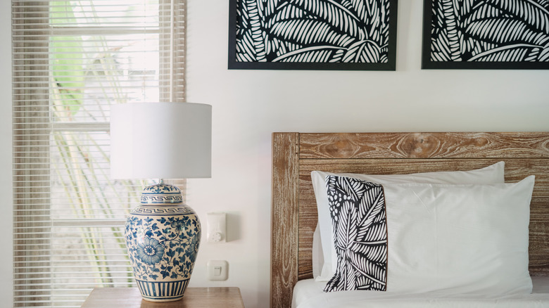 large bedside lamp on table