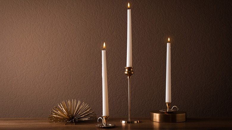 Gold taper candle holders