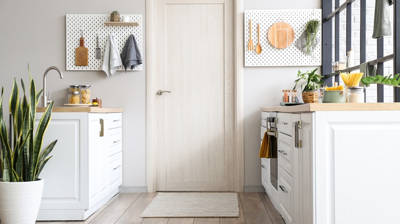 kitchen with two pegboards