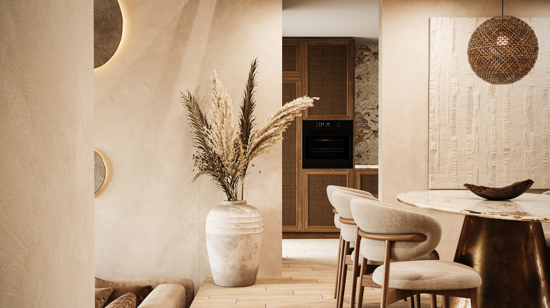 Neutral-toned room with Bohemian-inspired accessories