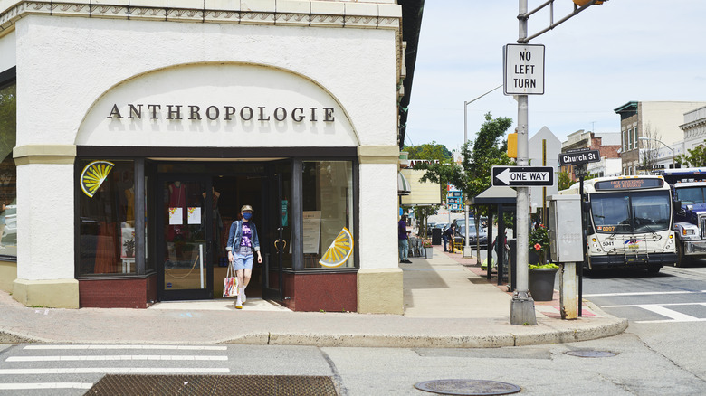 person exiting Anthropologie store