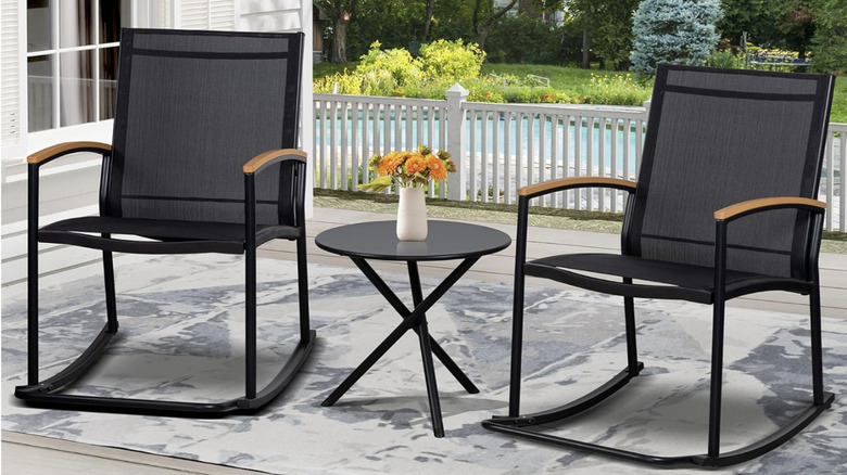 Rocking chair bistro set in black