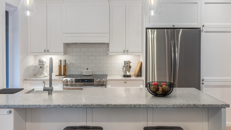 Modern kitchen with Bethel White granite countertops