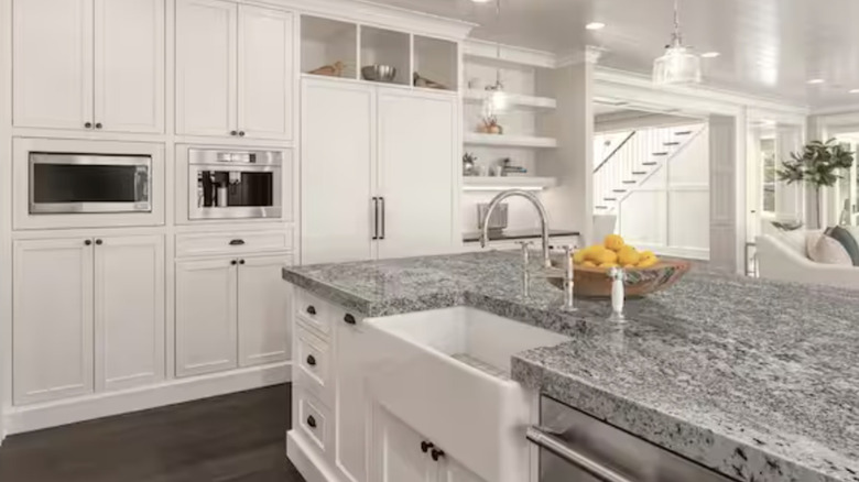 Modern kitchen with Rigel White granite countertops