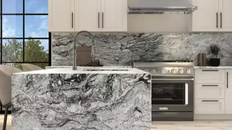 Modern kitchen with Siberian White granite countertops