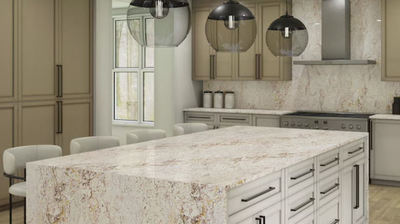 Modern kitchen with White Springs granite countertops