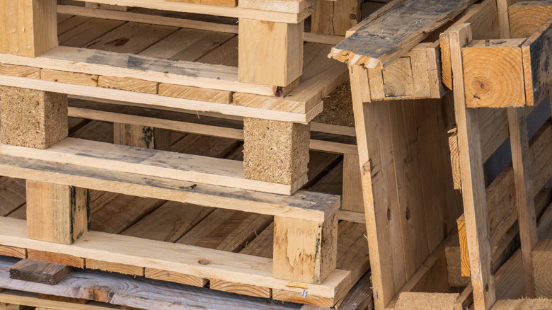 stacked wood pallets