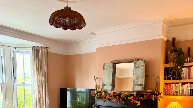 red light fixture on ceiling