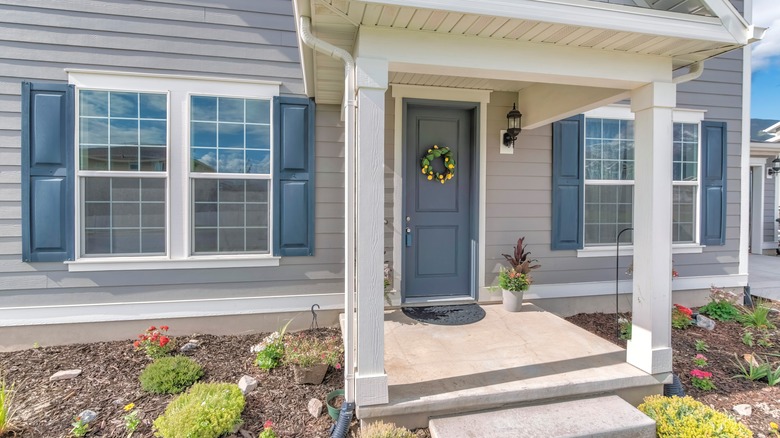 Slate blue door and shutters