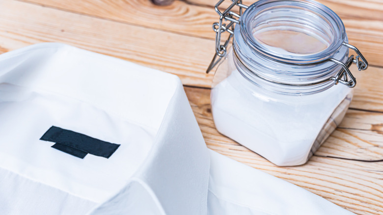 White dress shirt with cornstarch