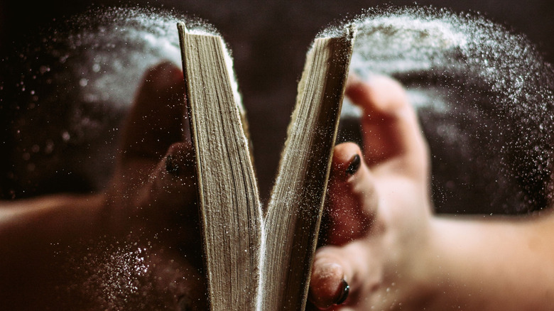 Old book with powder on it