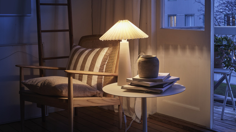 Lamp on table