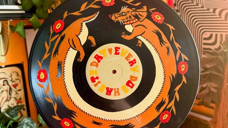 A painted vinyl record.