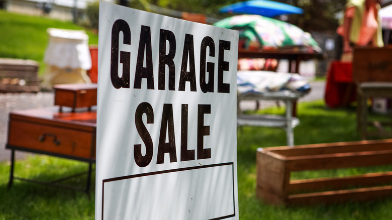 garage sale with furniture