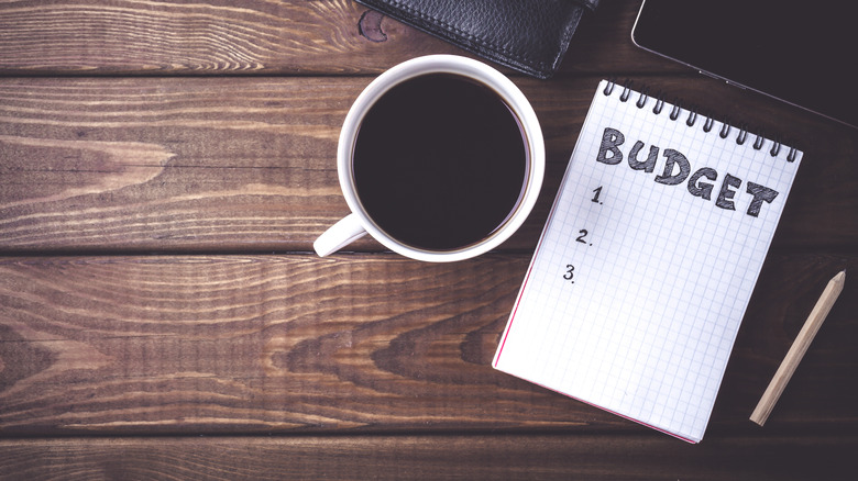 notepad with coffee