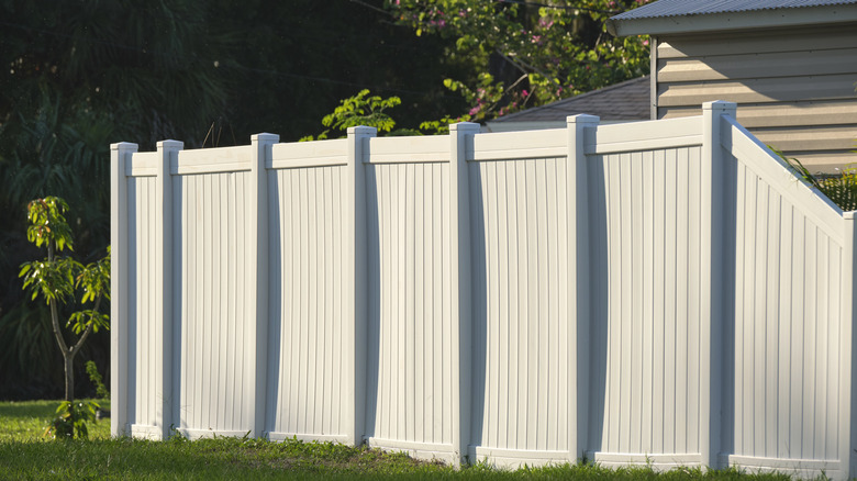 white PVC fence in yard