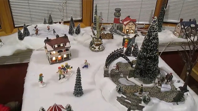 A miniature Christmas/Winter themed village made out of Department 56 pieces.