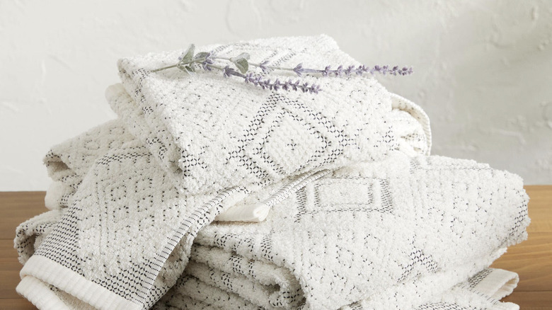Hand towels on a wooden surface
