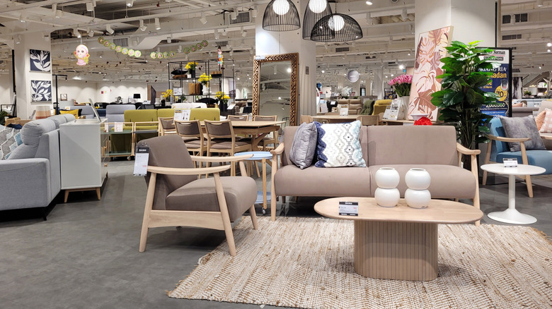 A furniture store with a variety of pieces.