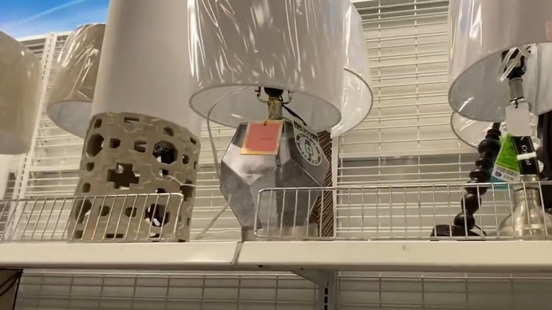 Decorative lamps on a shelf