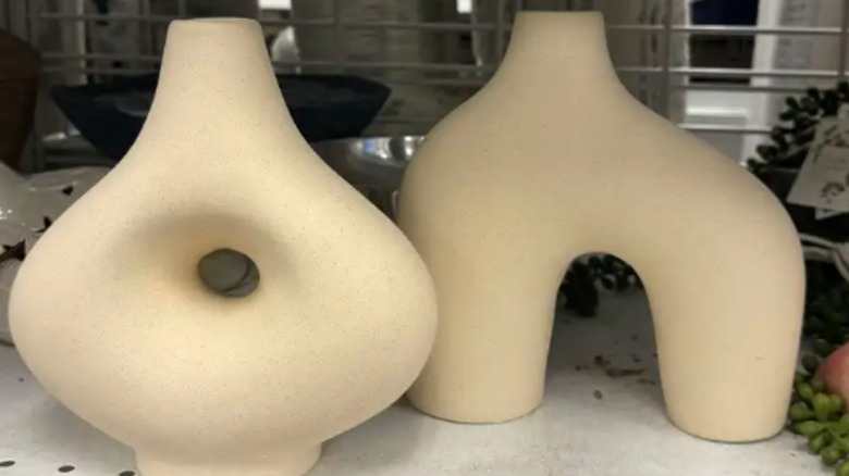 Neutral abstract vases on the shelf of a Ross Dress for Less