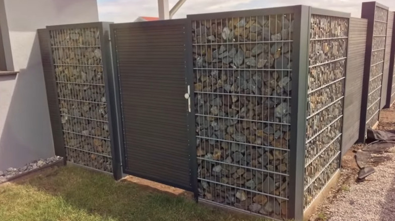 gabion basket walls can be used for a utility enclosure