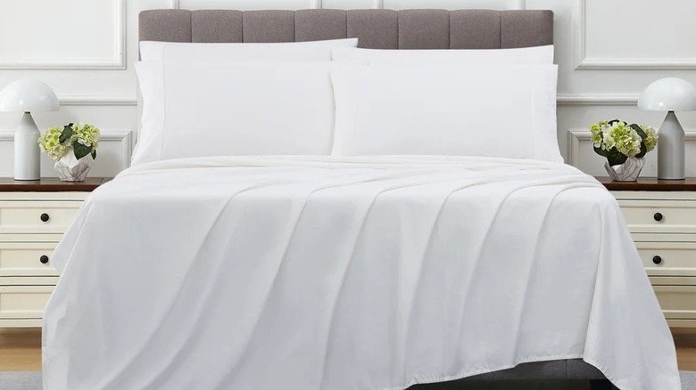 Costco bed sheets on queen-size bed