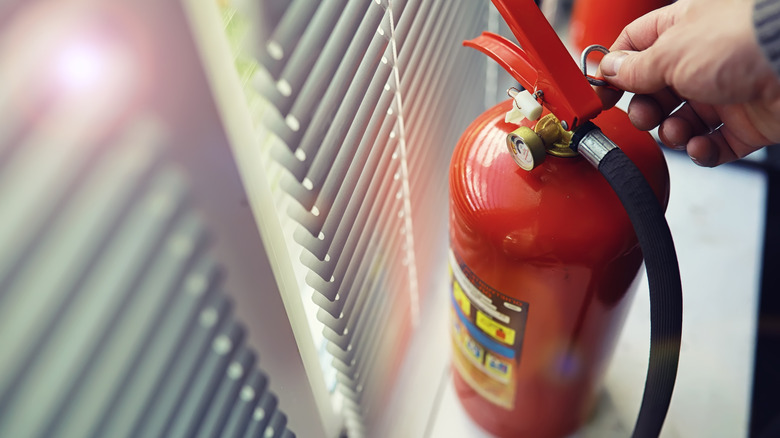 Close up of fire extinguisher