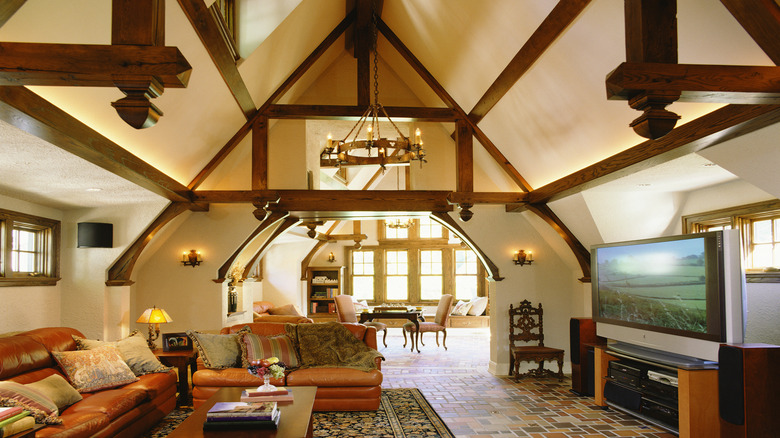 Tudor home with vaulted ceilings