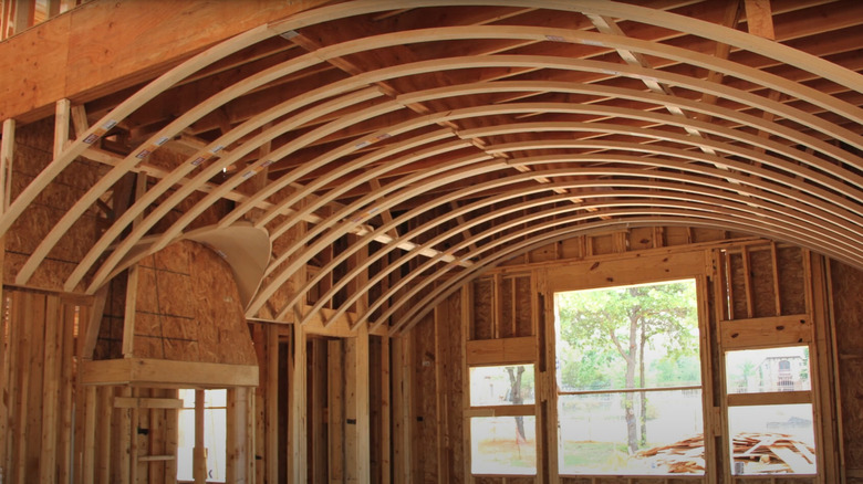 Barrel vault ceiling installation in progress