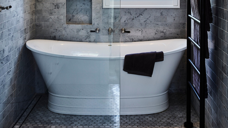 brown stone subway tile