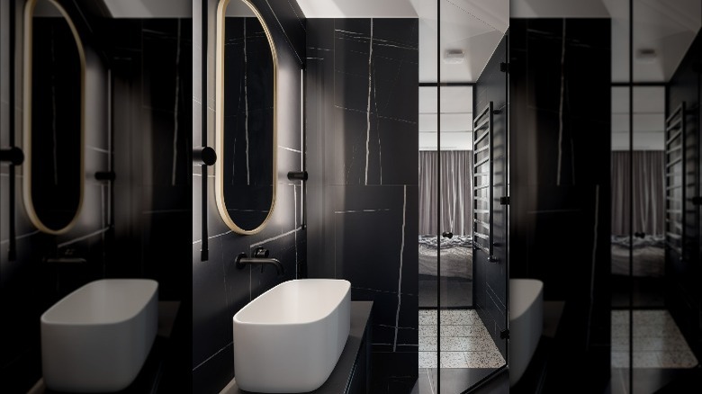 Black marble bathroom
